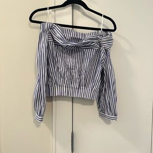 Zara crop top blue and white stripe